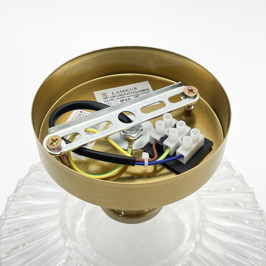 Candeeiro de teto de montagem aparente TRISH 1xE27/15W/230V dourado/transparente