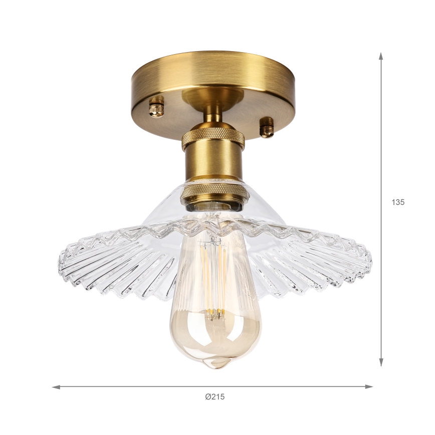 Candeeiro de teto de montagem aparente TRISH 1xE27/15W/230V dourado/transparente