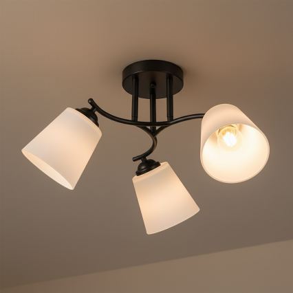 Candeeiro de teto de sobrepor PAFOS 3xE27/15W/230V preto