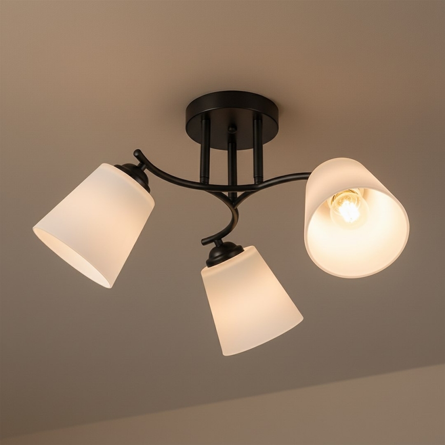 Candeeiro de teto de sobrepor PAFOS 3xE27/15W/230V preto