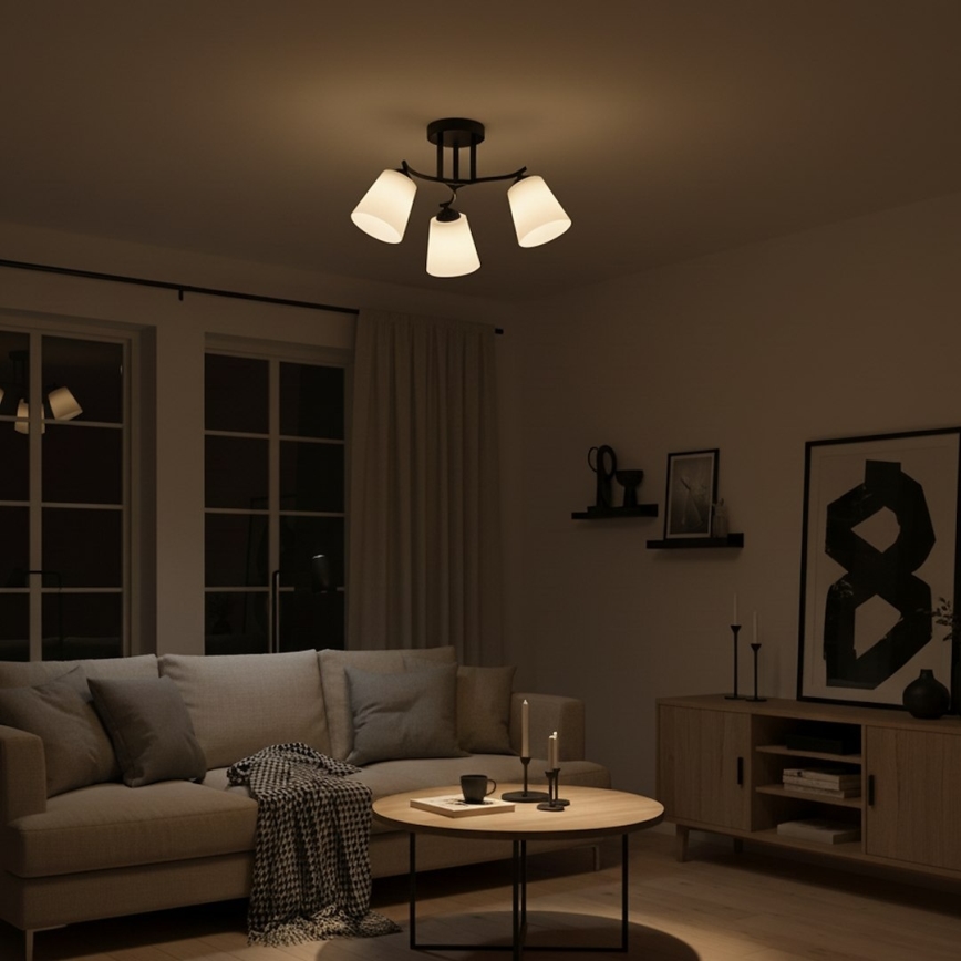 Candeeiro de teto de sobrepor PAFOS 3xE27/15W/230V preto