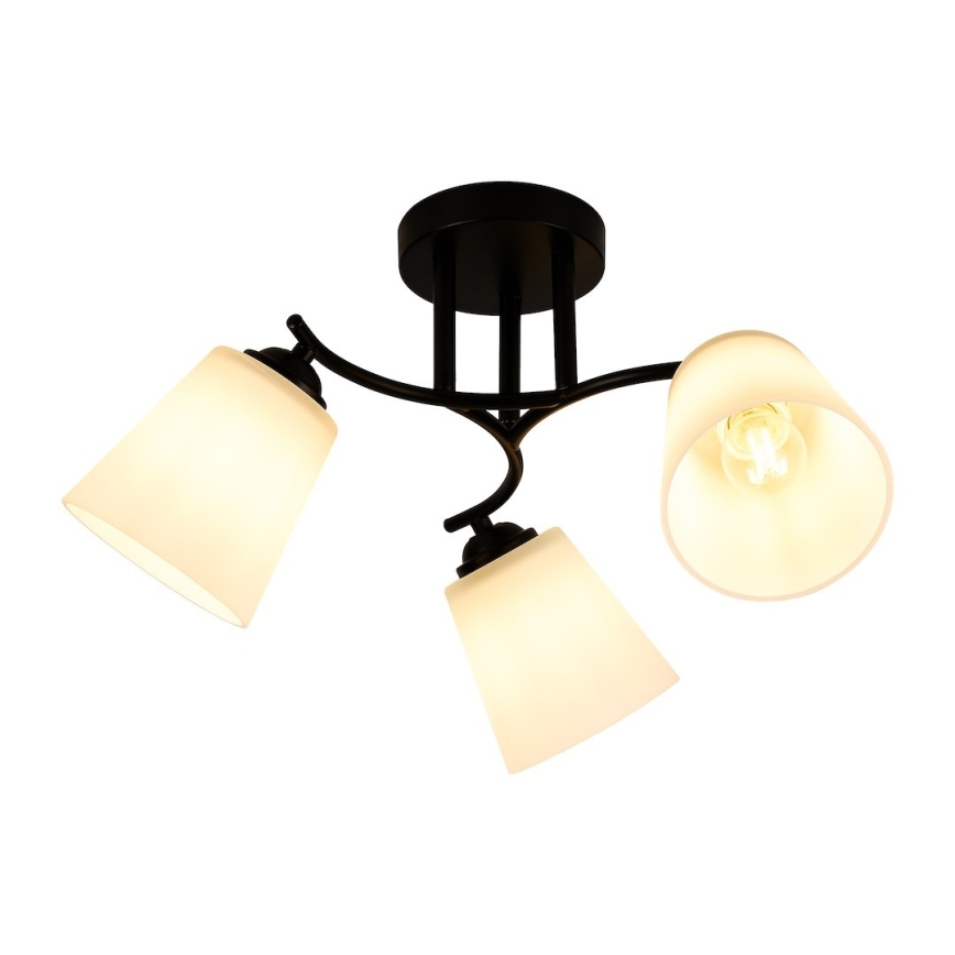 Candeeiro de teto de sobrepor PAFOS 3xE27/15W/230V preto