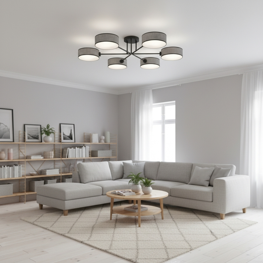 Candeeiro de teto de superfície MAGA 6xE14/10W/230V cinzento