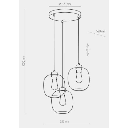 Candeeiro suspenso com cabo ELIO 3xE27/15W/230V