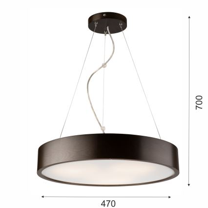 Candeeiro de teto suspenso com cabo 3xE27/60W/230V ? 47 cm pinho