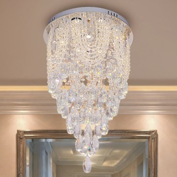 Candeeiro de teto em cristal LED MAJURO LED/30W/230V Ø 40 cm cromado brilhante + comando remoto
