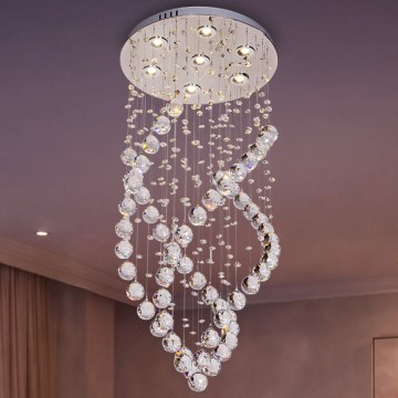 Candeeiro de teto em cristal LED NAURU LED/24W/230V Ø 40 cm cromado brilhante + comando remoto