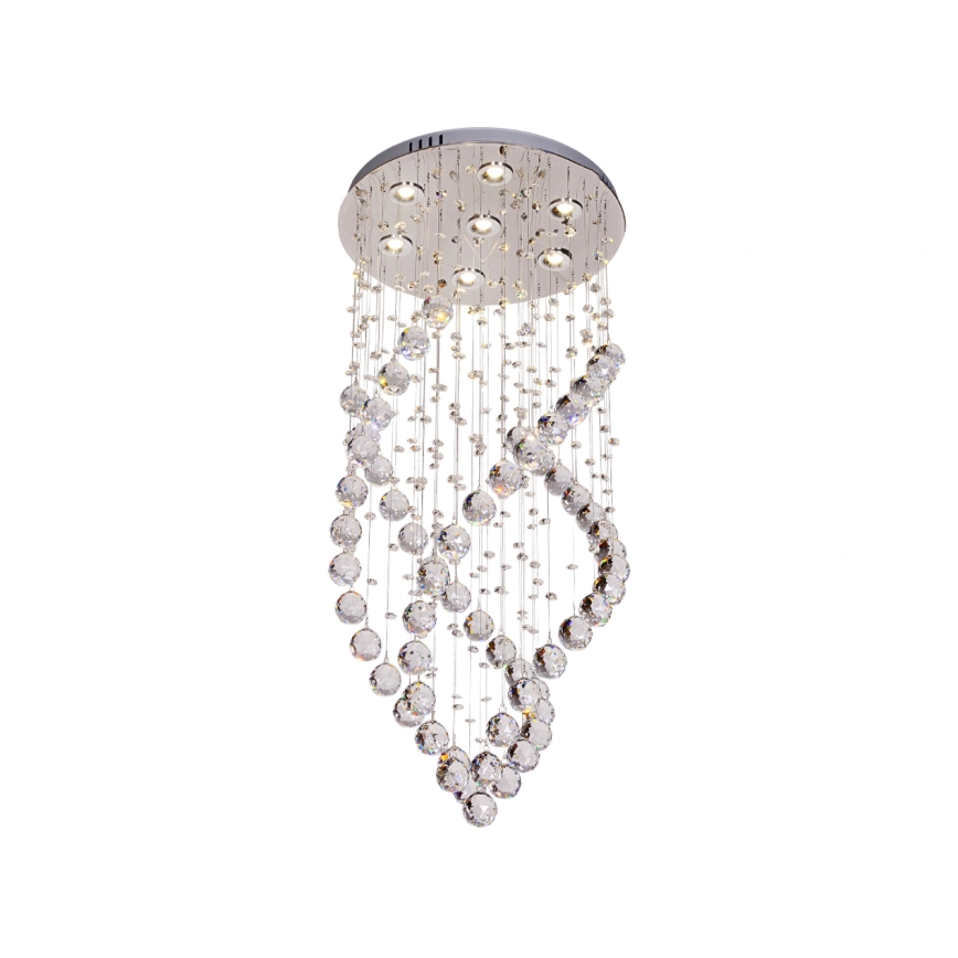 Candeeiro de teto em cristal LED NAURU LED/24W/230V Ø 40 cm cromado brilhante + comando remoto