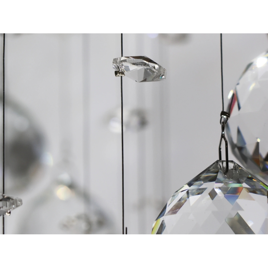 Candeeiro de teto em cristal LED NAURU LED/24W/230V Ø 40 cm cromado brilhante + comando remoto