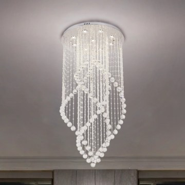 Candeeiro de teto em cristal LED NAURU LED/30W/230V Ø 60 cm cromado brilhante + controlo remoto