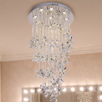 Candeeiro de teto em cristal LED SAMOA LED/30W/230V Ø 40 cm cromo brilhante + comando à distância
