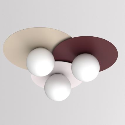 Candeeiro de teto FLAT 3xE27/15W/230V 55x60 cm bege/creme/bordô