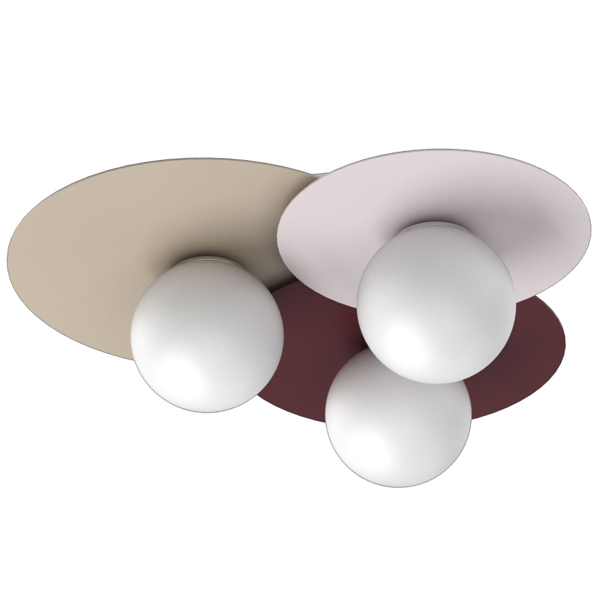 Candeeiro de teto FLAT 3xE27/15W/230V 55x60 cm bege/creme/bordô