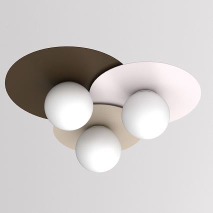 Candeeiro de teto FLAT 3xE27/15W/230V 55x60 cm bege/creme/bordô