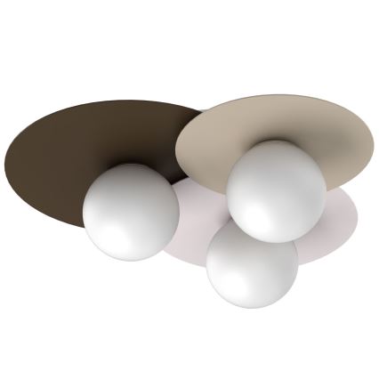 Candeeiro de teto FLAT 3xE27/15W/230V 55x60 cm bege/creme/bordô