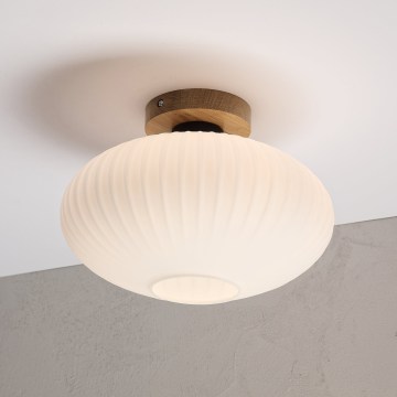 Candeeiro de teto HARMA WOOD 1xE27/15W/230V, carvalho/branco, Ø 30 cm