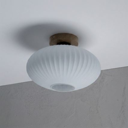 Candeeiro de teto HARMA WOOD 1xE27/15W/230V, carvalho/branco, Ø 30 cm