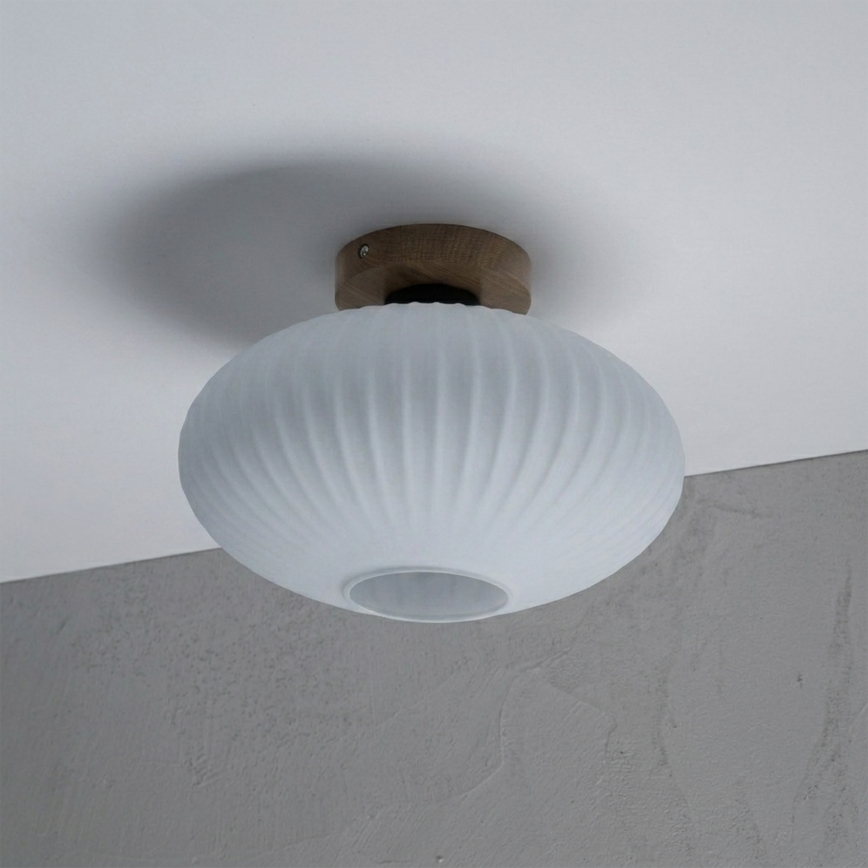 Candeeiro de teto HARMA WOOD 1xE27/15W/230V, carvalho/branco, Ø 30 cm