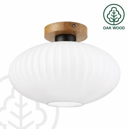 Candeeiro de teto HARMA WOOD 1xE27/15W/230V, carvalho/branco, Ø 30 cm