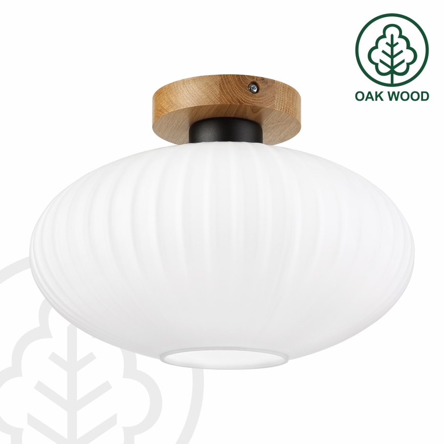 Candeeiro de teto HARMA WOOD 1xE27/15W/230V, carvalho/branco, Ø 30 cm