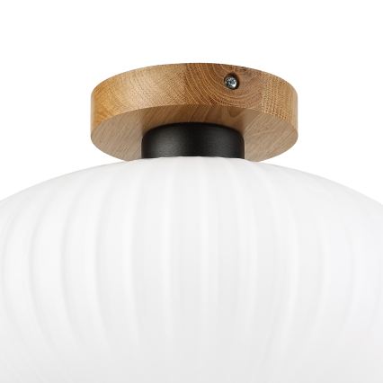 Candeeiro de teto HARMA WOOD 1xE27/15W/230V, carvalho/branco, Ø 30 cm