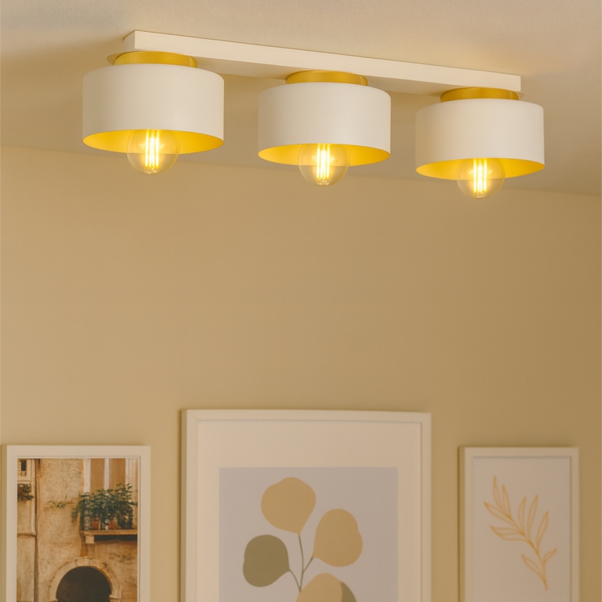 Candeeiro de teto IGNIA 3xE27/60W/230V branco/dourado