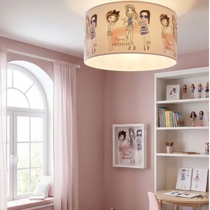 Candeeiro de teto infantil GIRLS VIBES 1xE27/60W/230V Ø 40 cm para meninas