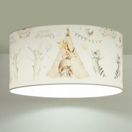Candeeiro de teto infantil KIDS ROOM 1xE27/60W/230V, diâmetro 40 cm, com motivos de animais