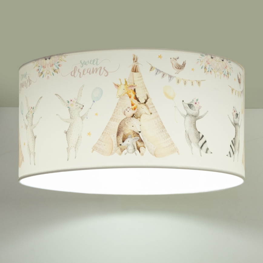 Candeeiro de teto infantil KIDS ROOM 1xE27/60W/230V, diâmetro 40 cm, com motivos de animais