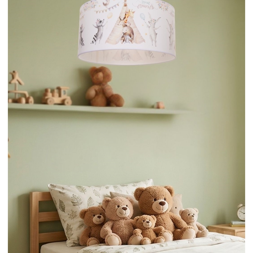 Candeeiro de teto infantil KIDS ROOM 1xE27/60W/230V, diâmetro 40 cm, com motivos de animais
