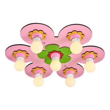 Candeeiro de teto infantil LUCCA 7xE27/24W/230V rosa
