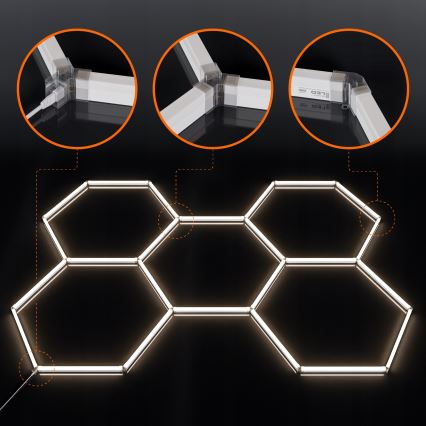 Luminária de teto HEXAGON LED/192W/85-265V 4000K 298x209 cm CRI 90 IP54 branca