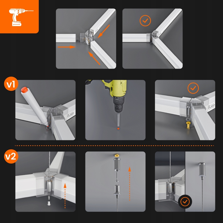Luminária de teto HEXAGON LED/192W/85-265V 4000K 298x209 cm CRI 90 IP54 branca