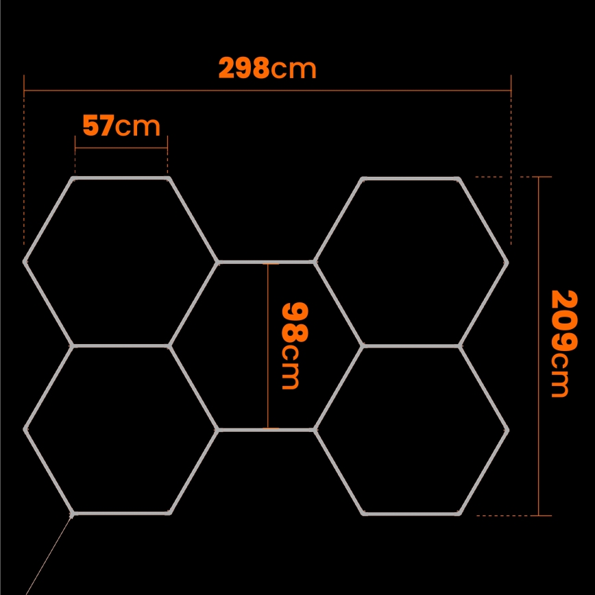Luminária de teto HEXAGON LED/192W/85-265V 4000K 298x209 cm CRI 90 IP54 branca
