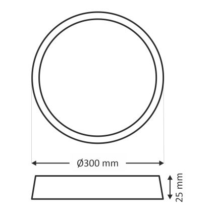 Candeeiro de teto LED/24W/230V 3000/4000/6500K Ø 30 cm preto