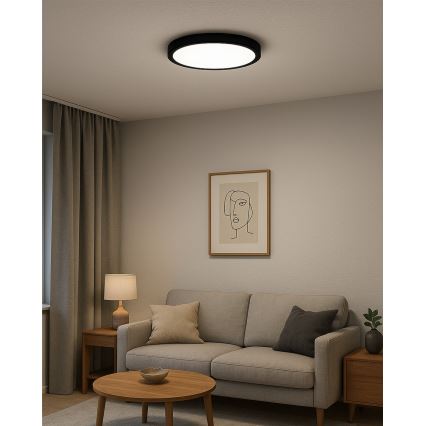 Candeeiro de teto LED/32W/230V 3000/4000/6500K Ø 40 cm preto