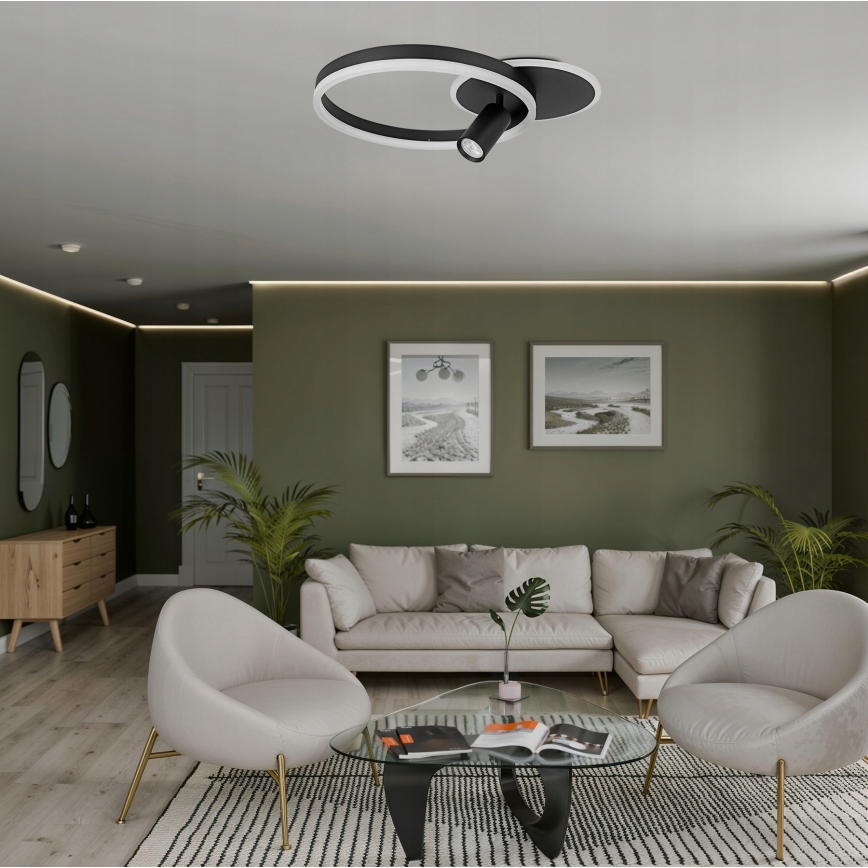 Candeeiro de teto LED 38W/230V + 1x GU10/30W, preto