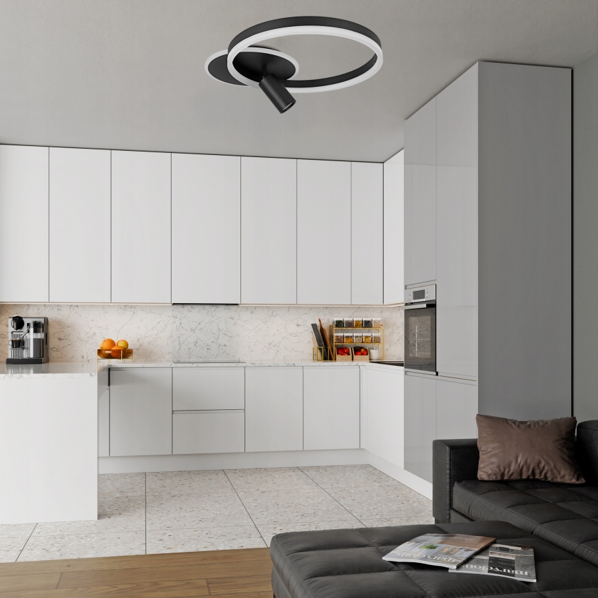 Candeeiro de teto LED 38W/230V + 1x GU10/30W, preto
