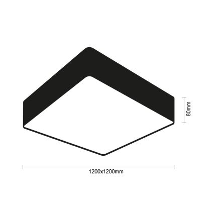 Candeeiro de teto LED/480W/230V 3000/4000/6500K 120x120 cm preto