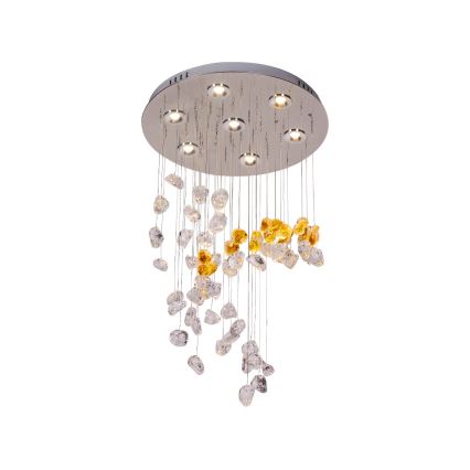 Candeeiro de teto de cristal LED AVARA LED/24W/230V Ø 40 cm cromado brilhante + controlo remoto