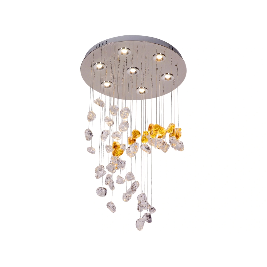 Candeeiro de teto de cristal LED AVARA LED/24W/230V Ø 40 cm cromado brilhante + controlo remoto