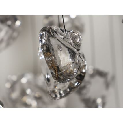 Candeeiro de teto de cristal LED AVARA LED/24W/230V Ø 40 cm cromado brilhante + controlo remoto