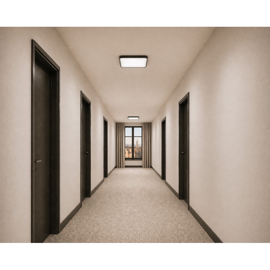 Luminária de teto LED com sensores de movimento e crepúsculo WILTON LED/24W/230V 4000K 33x33 cm preta
