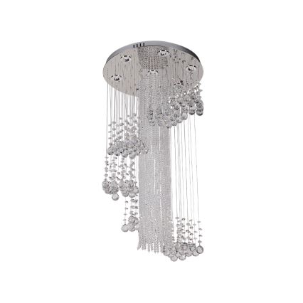 Candeeiro de tecto em cristal LED NAURU LED/24W/230V, diâmetro 45 cm, acabamento cromado brilhante + comando remoto