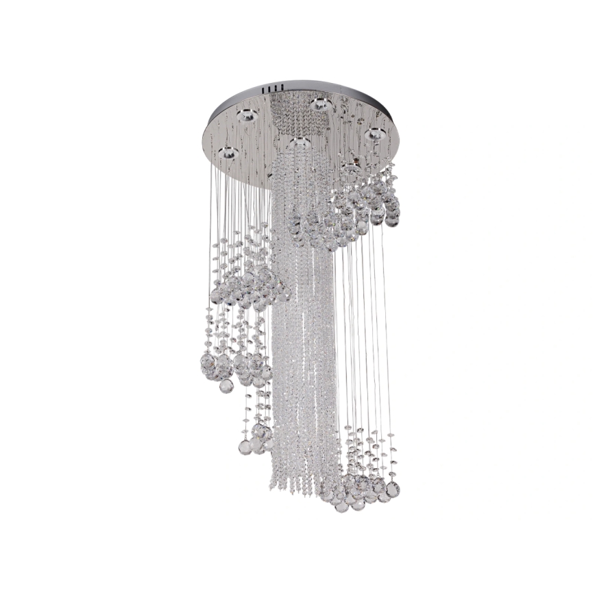 Candeeiro de tecto em cristal LED NAURU LED/24W/230V, diâmetro 45 cm, acabamento cromado brilhante + comando remoto