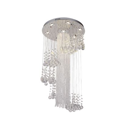 Candeeiro de tecto em cristal LED NAURU LED/24W/230V, diâmetro 45 cm, acabamento cromado brilhante + comando remoto