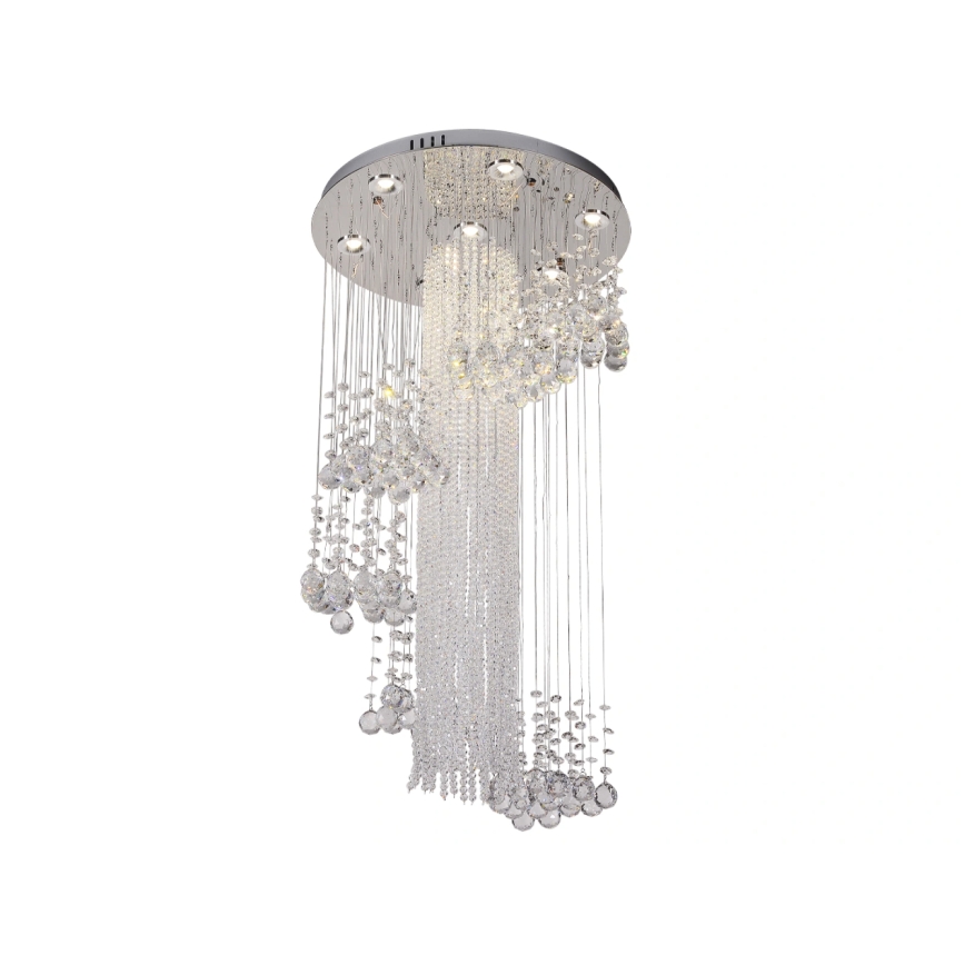 Candeeiro de tecto em cristal LED NAURU LED/24W/230V, diâmetro 45 cm, acabamento cromado brilhante + comando remoto