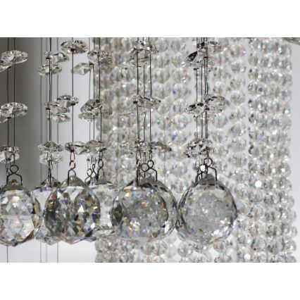 Candeeiro de tecto em cristal LED NAURU LED/24W/230V, diâmetro 45 cm, acabamento cromado brilhante + comando remoto