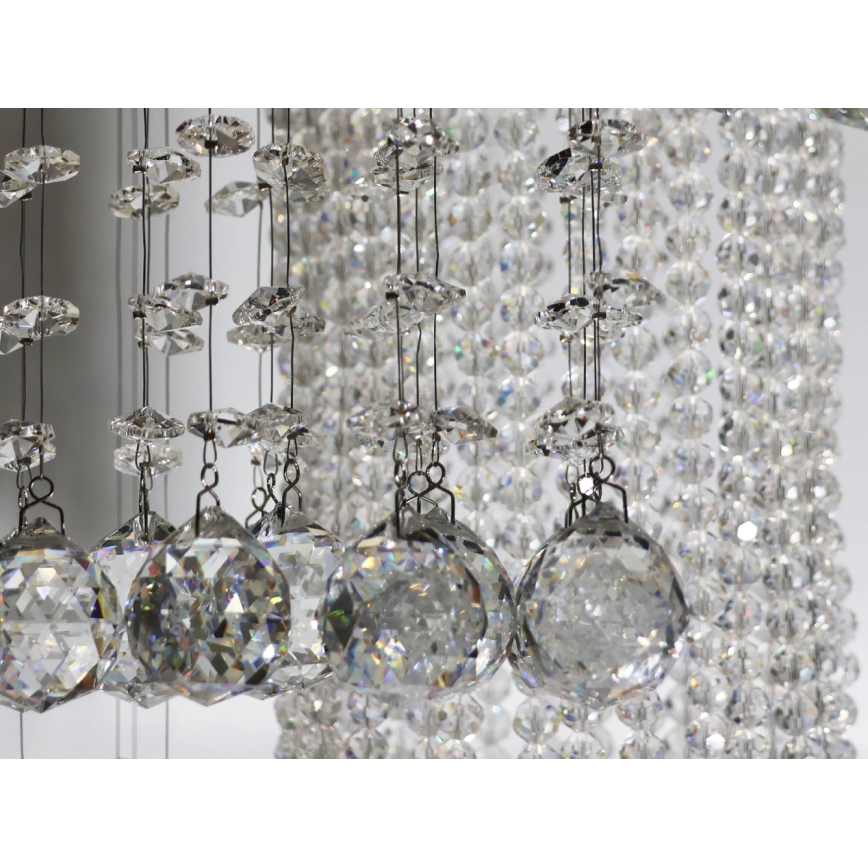 Candeeiro de tecto em cristal LED NAURU LED/24W/230V, diâmetro 45 cm, acabamento cromado brilhante + comando remoto
