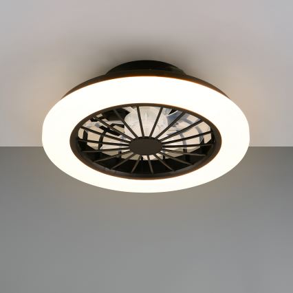 Luz de teto LED RGBW dimerizável com ventoinha GHANA LED/24W/230V 3000-6500K branco/preto + controlo remoto